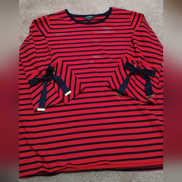 Ralph Lauren Tops - Women's Ralph Lauren Navy & Red Striped Top With Bows